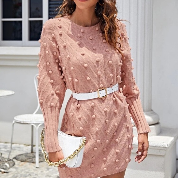 pom pom sweater dress